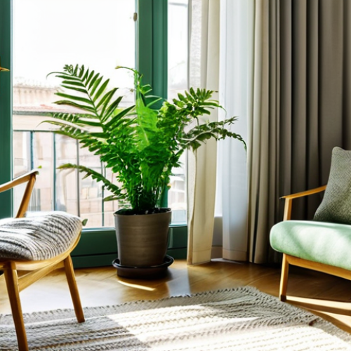 Home 4 **
"A cozy, sunlit living room in Madrid. Lush green plants, including ferns and snake plants, are placed near a window with sheer curtains, creating a calming atmosphere. A comfortable armchair with a knitted blanket sits next to a small table with a steaming cup of chamomile tea. Soft, diffused light fills the room. The scene is peaceful and inviting, promoting well-being and relaxation. Perfect anatomy, natural proportions, professional photography, high quality, safe for work, appropriate content, fully clothed, modest, family-friendly."
**