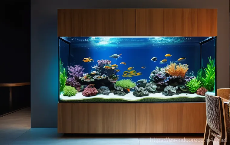 실내 생태계 자동화 - **Automated Urban Oasis:**
    A vibrant, modern indoor living room featuring a meticulously maintai...