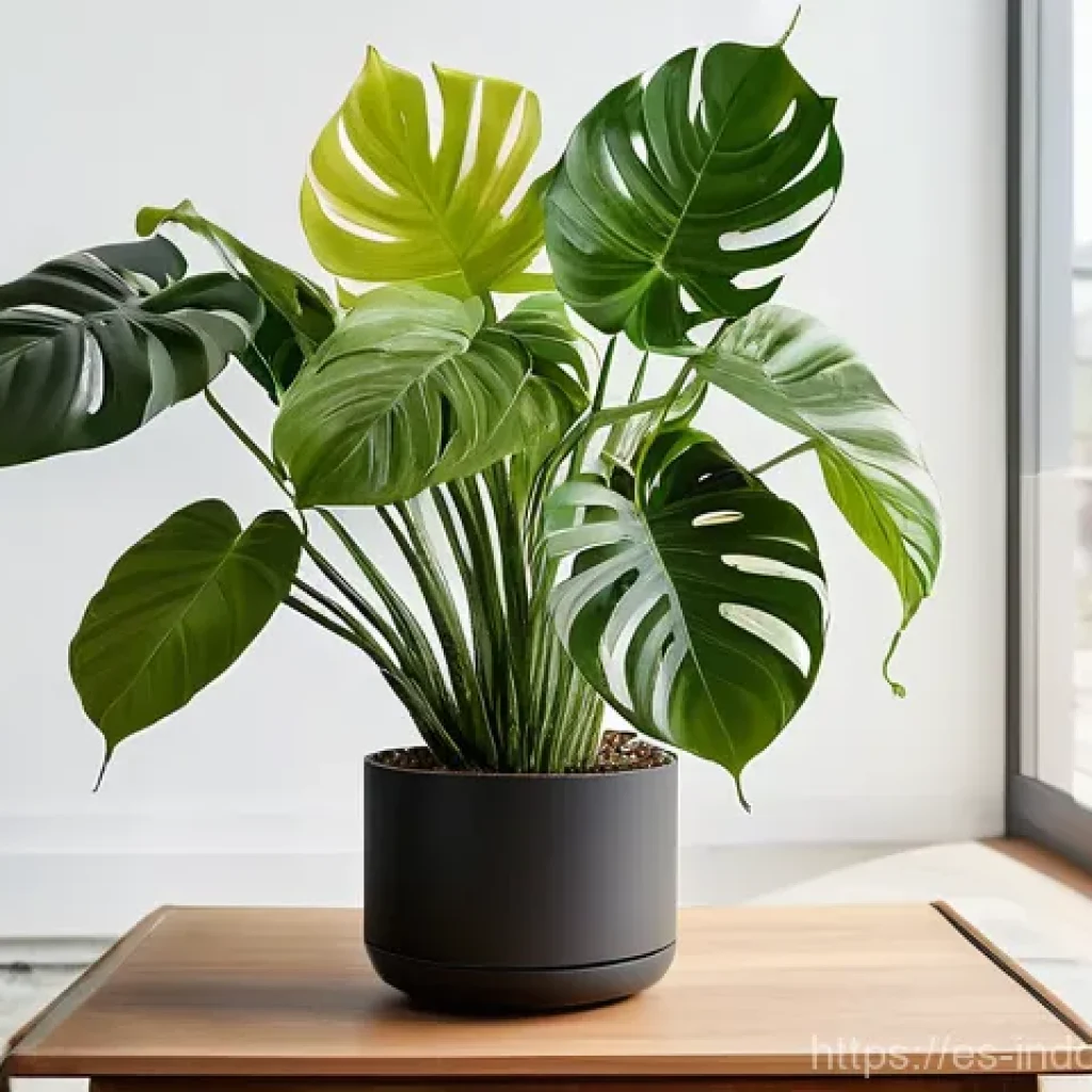인공지능 AI 과 실내 생태계 관리 - **AI-Powered Indoor Oasis: A Serene Plant Haven.**
A bright, modern living room filled with lush...