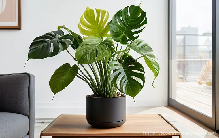 인공지능 AI 과 실내 생태계 관리 - **AI-Powered Indoor Oasis: A Serene Plant Haven.**
    A bright, modern living room filled with lush...