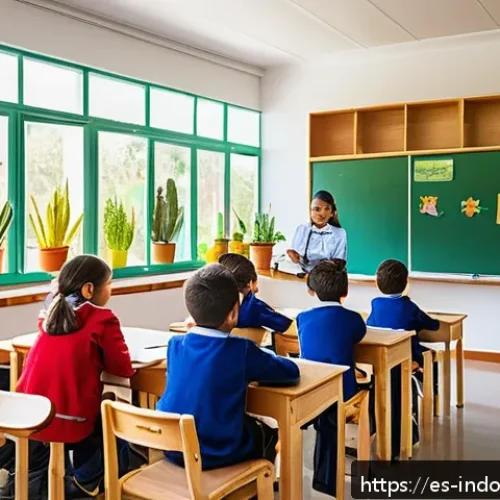 학교 내 공기질 관리 - A bright and airy classroom in a Spanish elementary school, with large open windows and doors allowi...